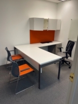 L-Shape Desk with Return and Overhead